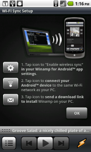 Winamp dla systemu Android z synchronizacją przez Wi-Fi 3