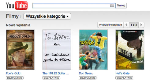 YouTube z wypożyczalnią filmów 3
