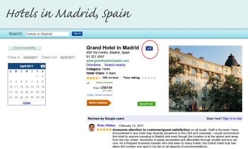 hotels in madrid Google udostępnia przycisk +1 3