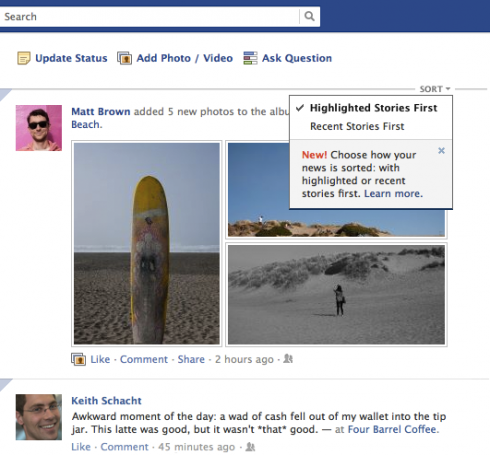 Facebook pozwoli sortować aktualności 3