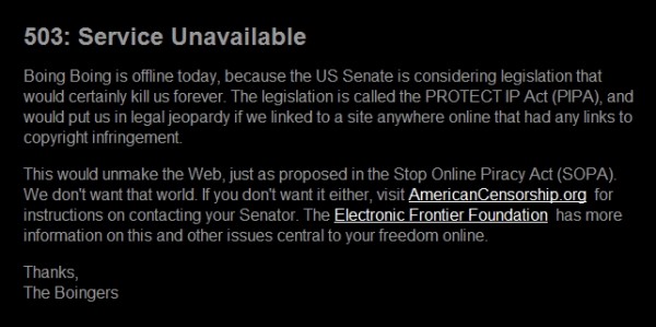 Giganci wygaszają strony w odpowiedzi na ustawę SOPA 4