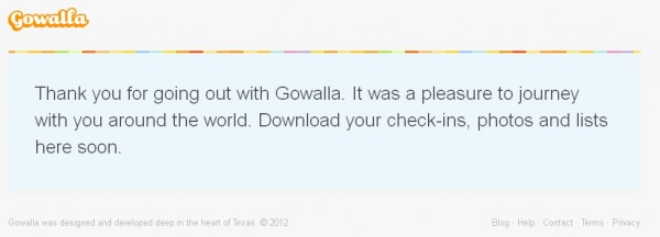 Trzy miesiące po przejęciu przez Facebooka serwis Gowalla znika z sieci 3