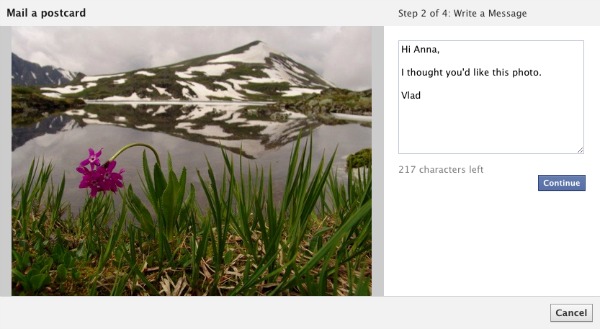 Facebook umożliwi wysyłanie kartek pocztowych z profilu użytkownika 3