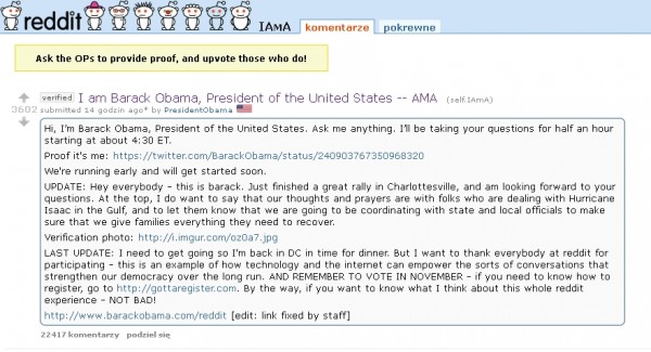 AMA prezydent: Barack Obama odpowiadał na pytania internautów 3