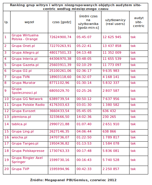 Wyniki Megapanel PBI/Gemius za czerwiec 2012 6