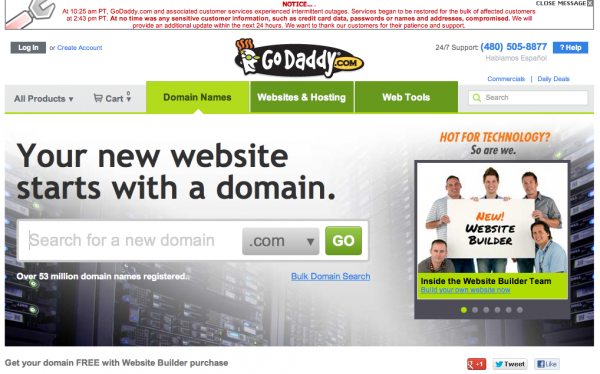 Awaria GoDaddy: nie działały miliony stron 3