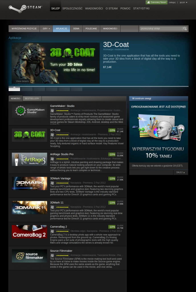 Steam rozpoczął dystrybucję aplikacji 3