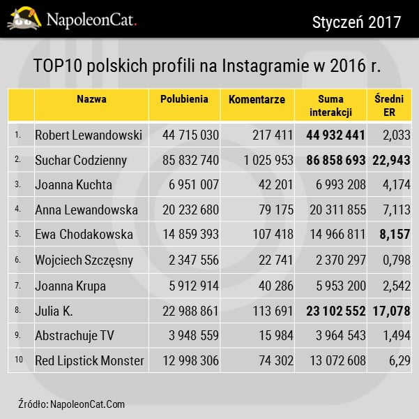Najpopularniejsze profile w social media 2016 6