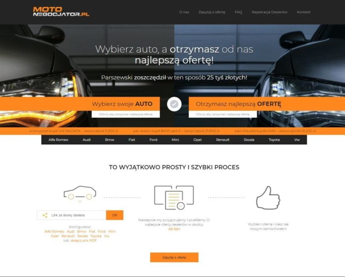 Motonegocjator.pl: wielomarkowy wirtualny salon sprzedaży samochodów 3