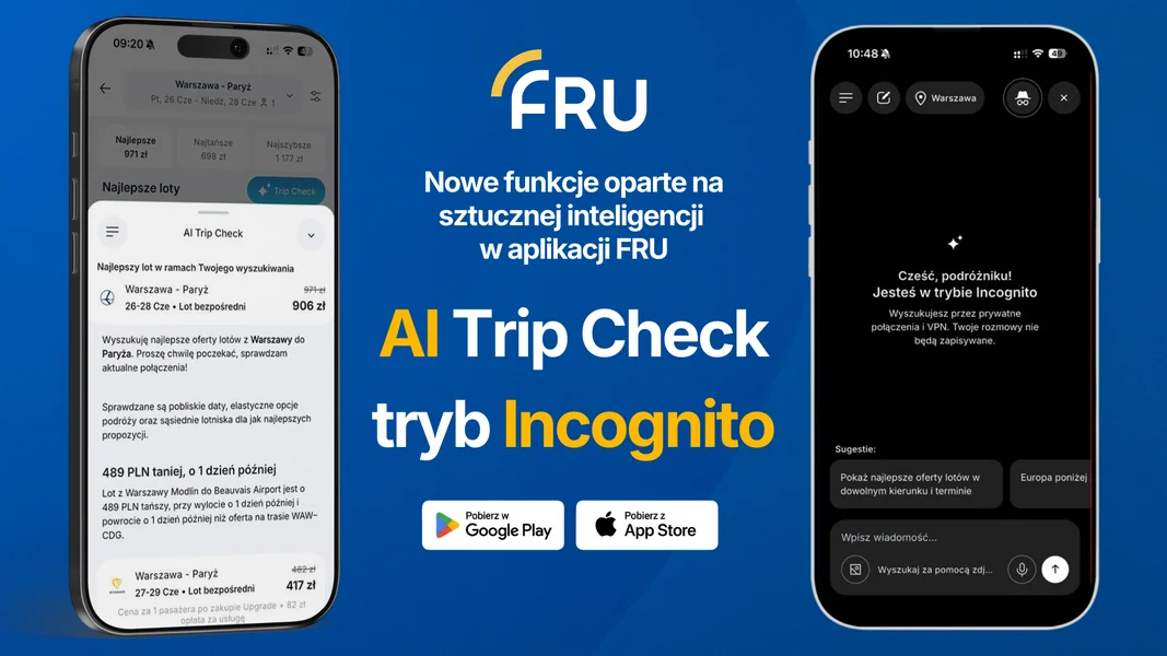 FRU wprowadza funkcje AI w aplikacji: AI Trip Check i tryb incognito 3
